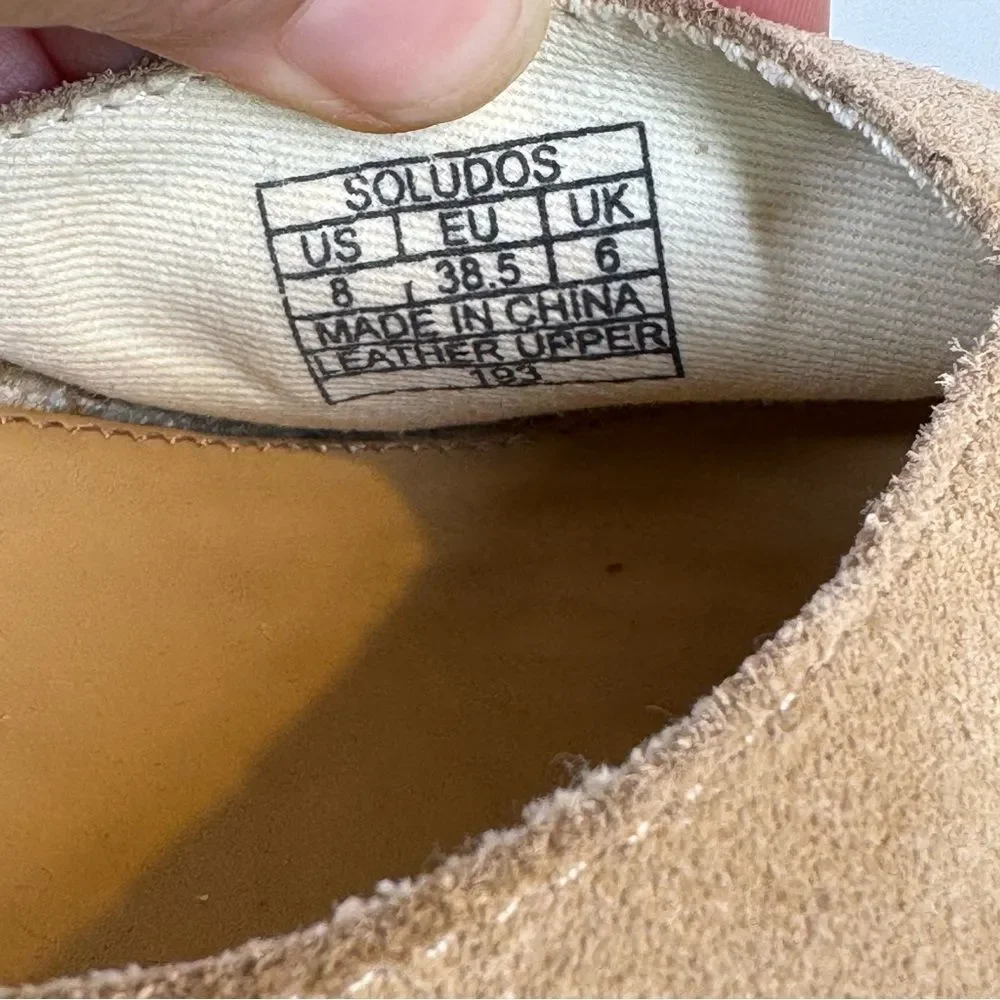 Soludos Women’s Positano Suede Platform Wedges Espadrilles Desert Tan Size 8